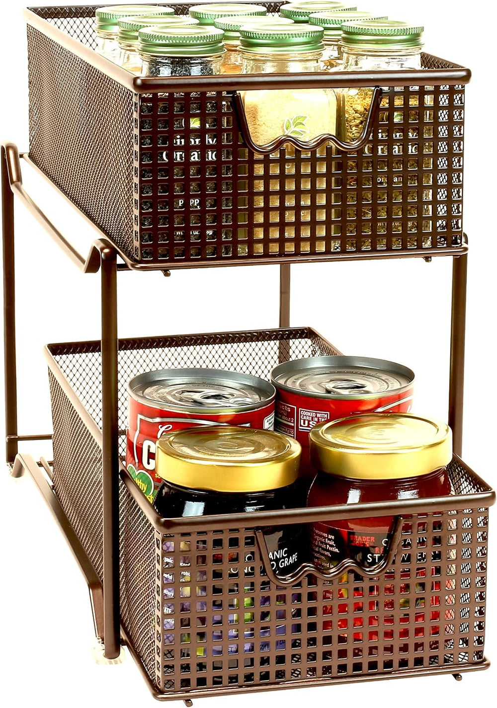 Deco Brothers 2 Tier Bathroom Storage Organizer with Pull-Out Drawer Bronze