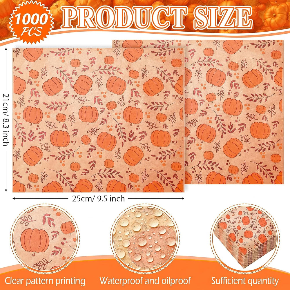 Tenare 1000 Pcs Fall Halloween Wax Paper Sheet, Pumpkins