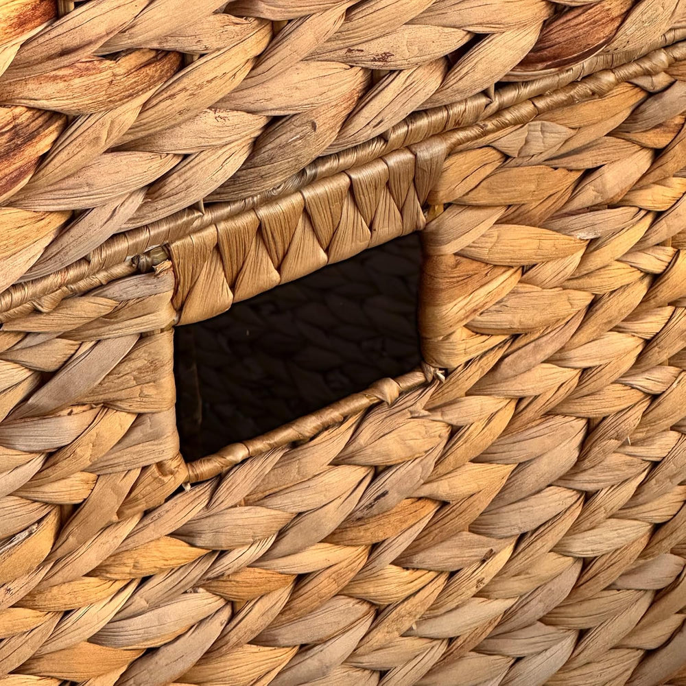 6 Hand-Woven Wicker Storage Baskets 13x11x11in, Water Hyacinth Shelf Bins