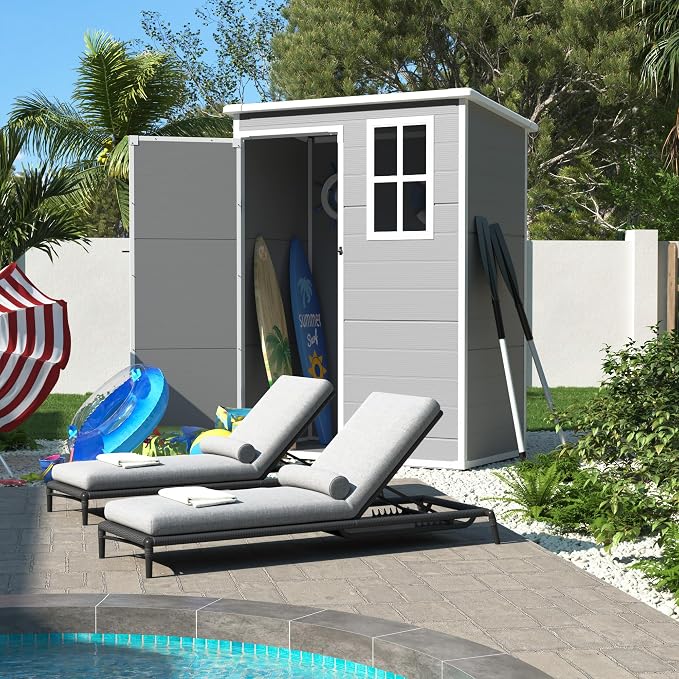 UDPATIO Outdoor Storage Shed 5x3 FT, Plastic Garden Shed