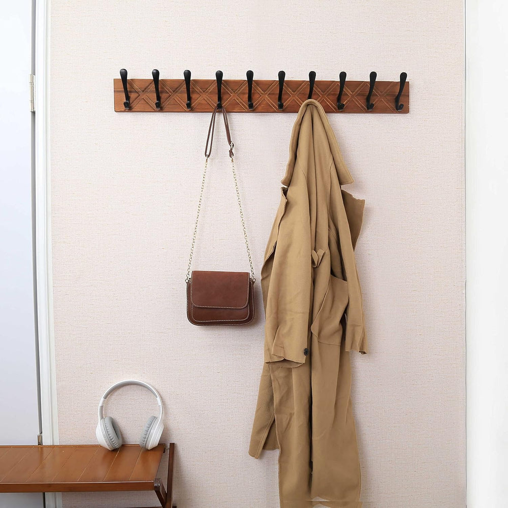 SKOLOO Coat Rack Wall Mount - Antique Wooden Carved- X Cross Coat Hook, Wall ...