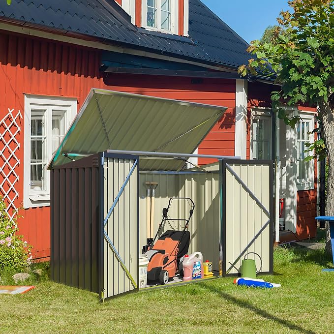 Greesum 5.8x3.3 FT Outdoor Storage Shed Metal Garbage Shed