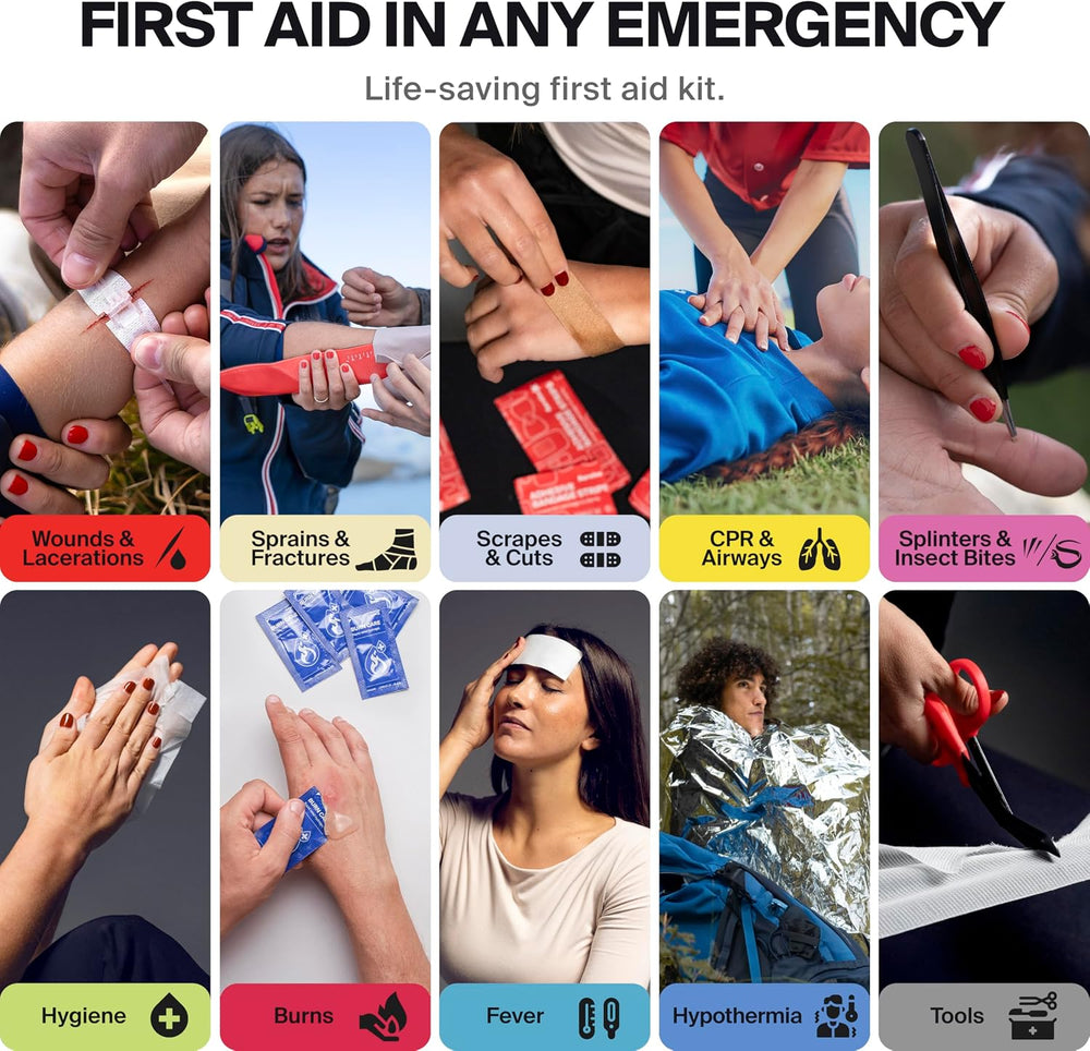 SurviveX Waterproof First Aid Kit, Emergency Kit for 3-4 People