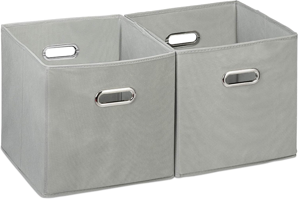Relaxdays Storage Box Set of 2, No Lids, With Handles, Folding, Square Shelf ...