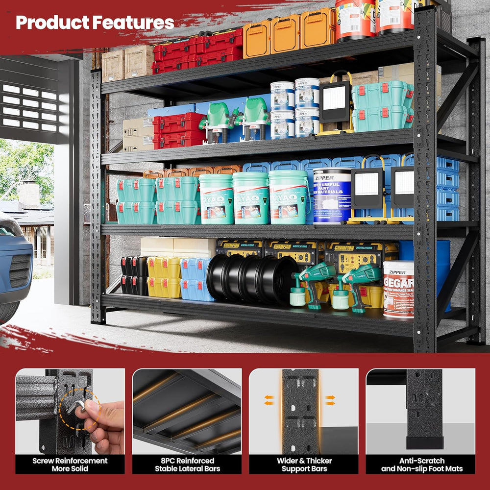 60" Wide Storage Shelves, 5000LBS Garage Shelving Heavy Duty, Standing S...