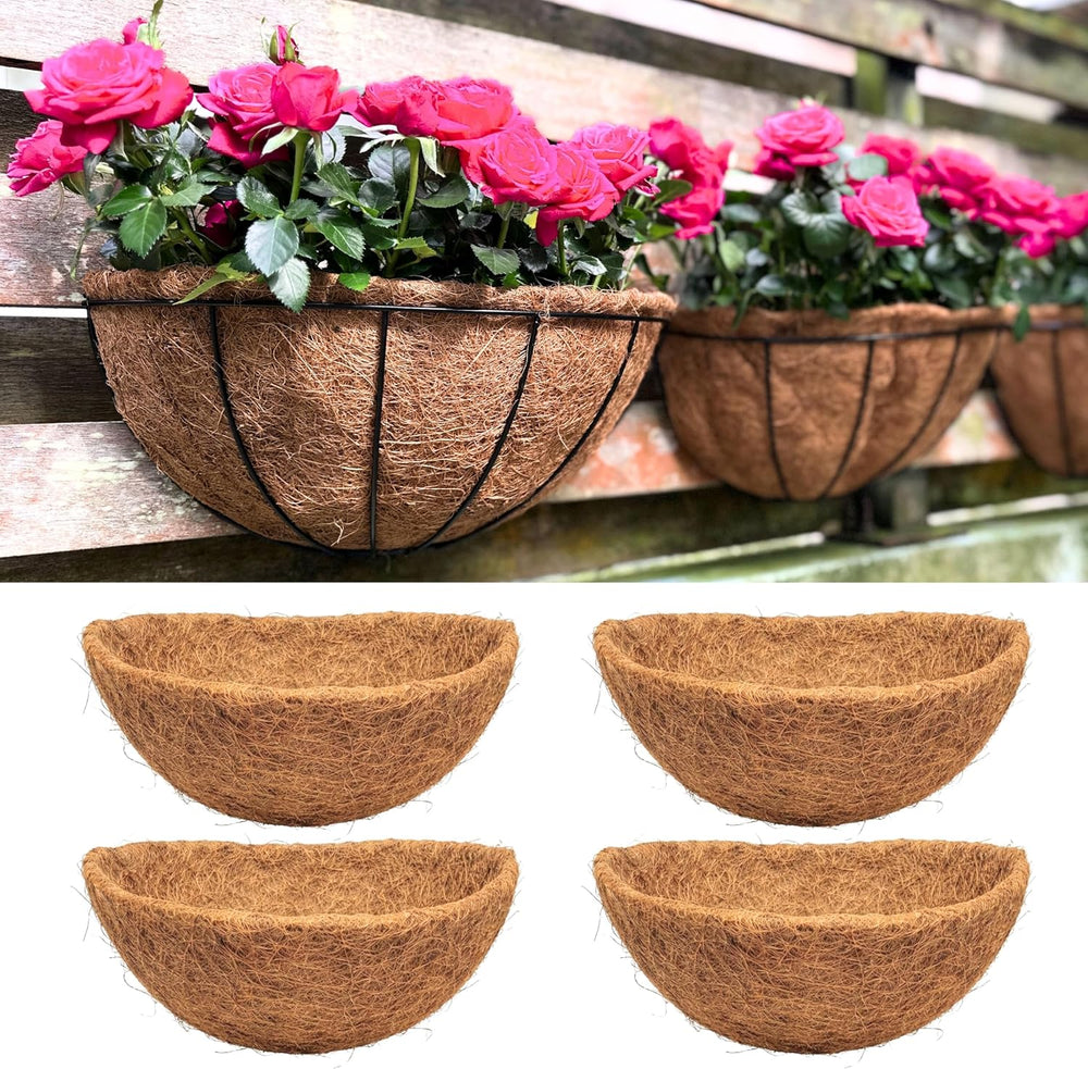 LaLaGreen 16" (4 Pack, Half Round) Coco Liners for Wall Planter Outdoor ...