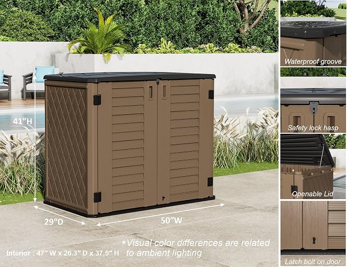 ZZM 4x2.5 FT Outdoor Storage Shed, Resin Waterproof Storage Cabinet