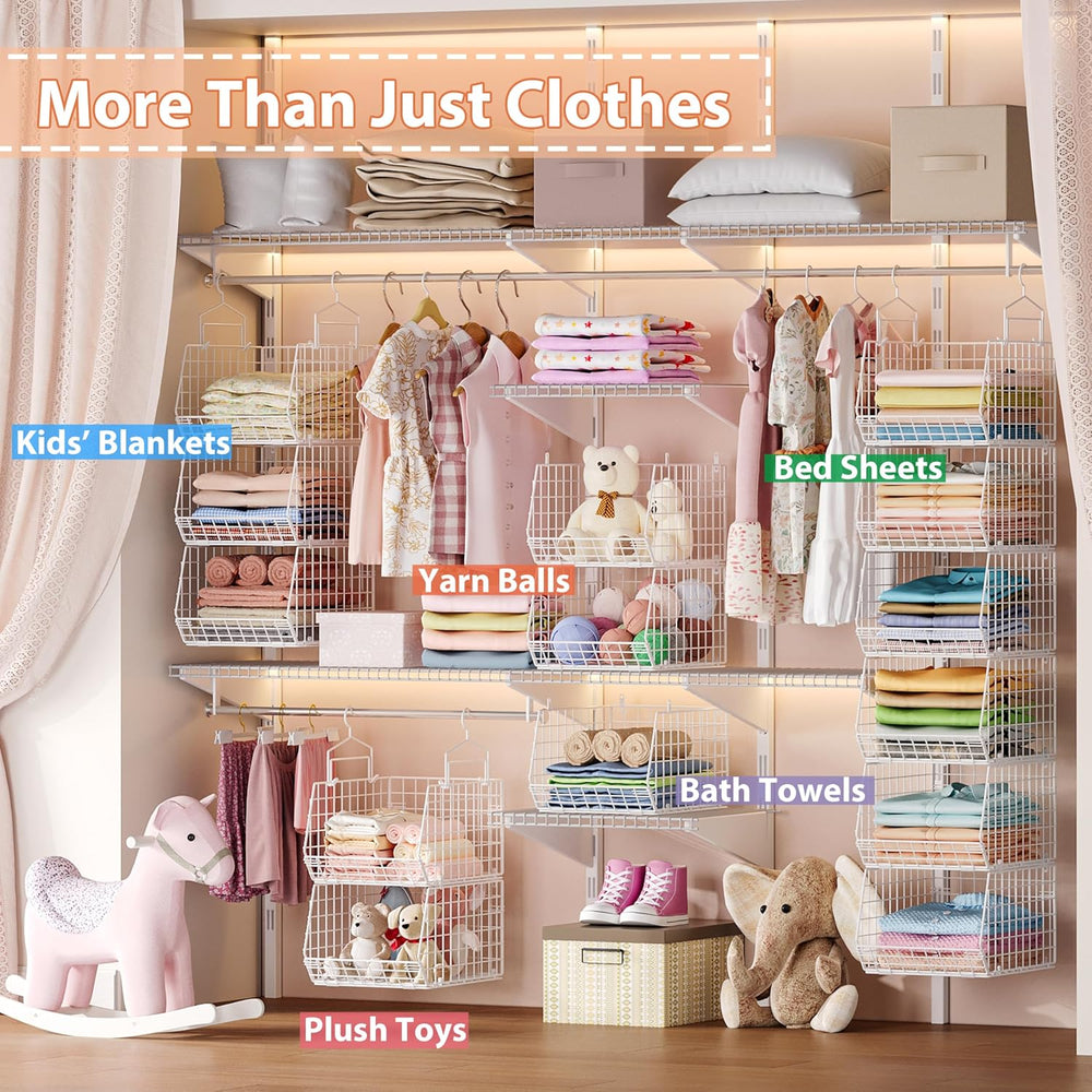6 Tier Extended Depth Hanging Closet Organizer, Closet Storage Hanging Shelve...