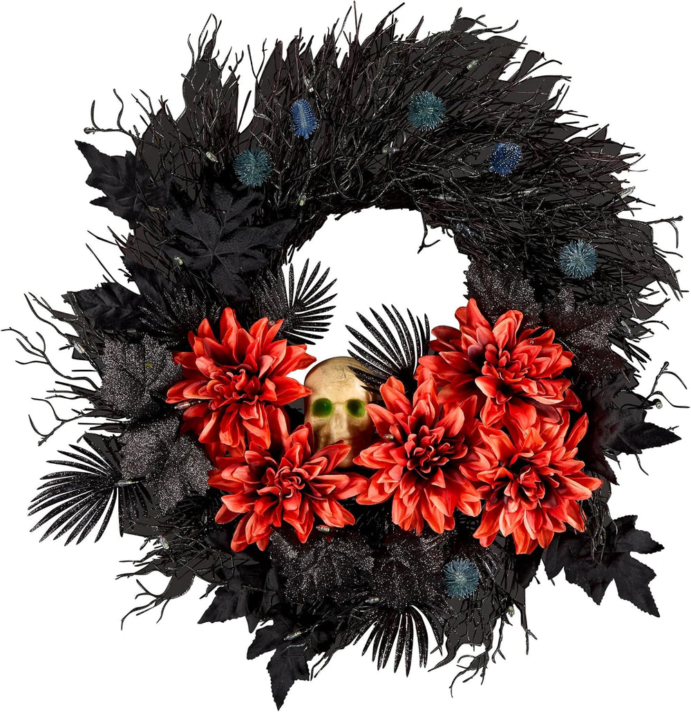 National Tree Company, 24inch Artificial Boo-Tiful Halloween Wreath with Oran...