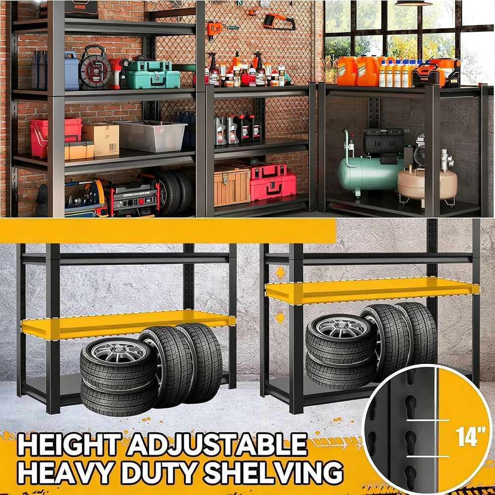 5-Tier Garage Shelving Bolt-Free Metal Shelving 40" W x 16" D x 72&...