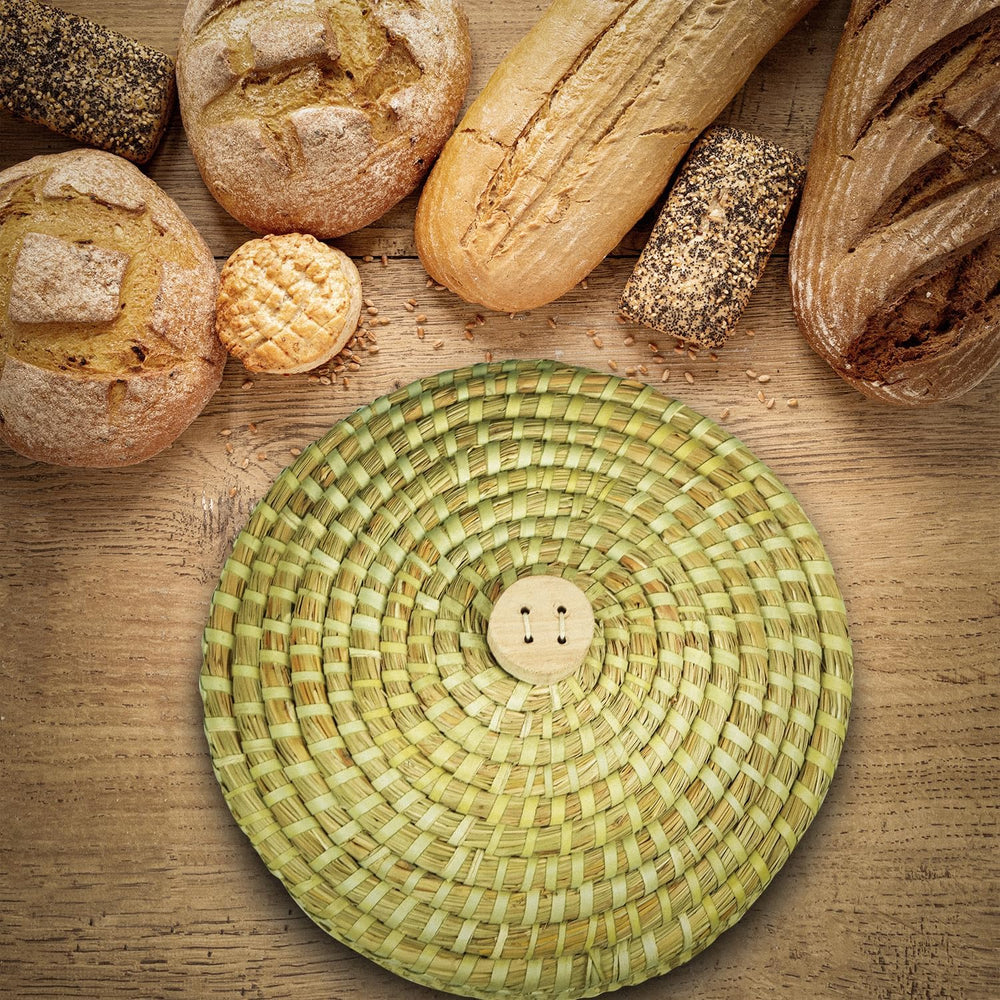Round Bread Warming Basket with Lid and Terracotta Warmer stone for Serving T...