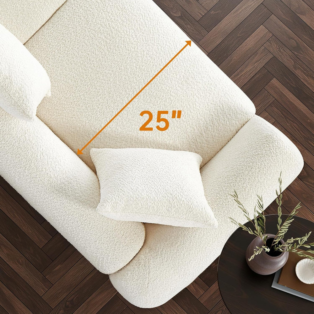 Morden Fort 3 Piece Boucle Sofa Set, 2 Armchairs & 3-Seater Couch,White
