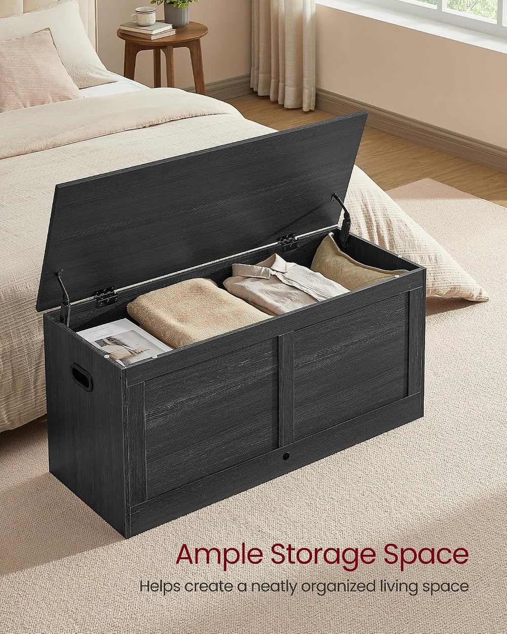VASAGLE Storage Chest with 2 Safety Hinges, 15.7 x 39.4 x 18.3 Inches