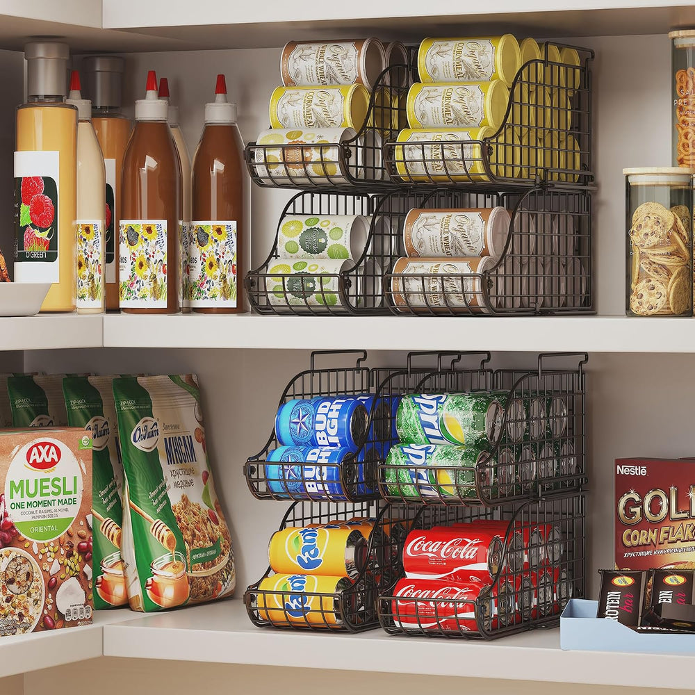 6 Pack Stackable Can Organizer for Pantry Cabinet Food Storage