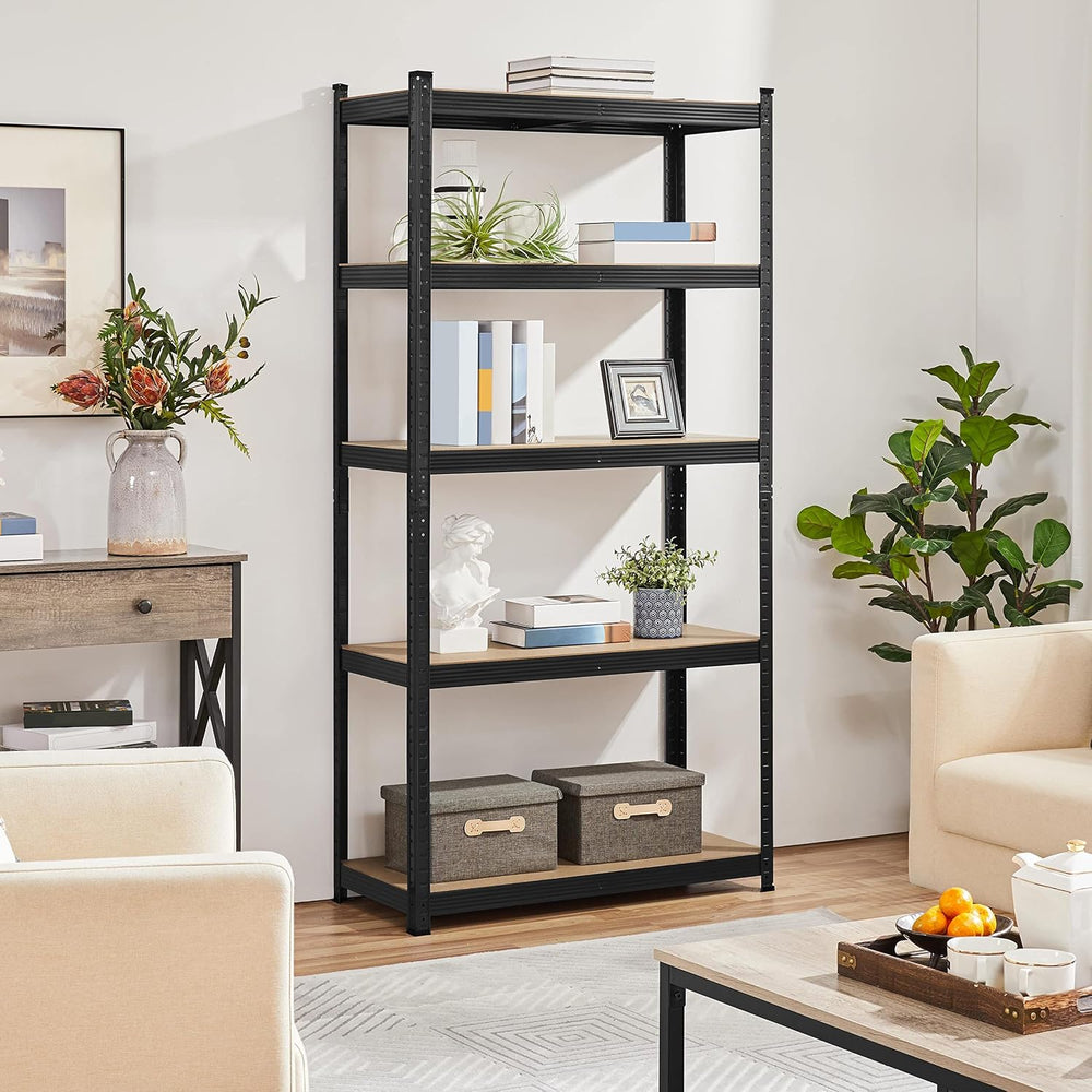 Topeakmart 5 Tier Metal Storage Shelving Unit, 35.5x16x71 Inch Black