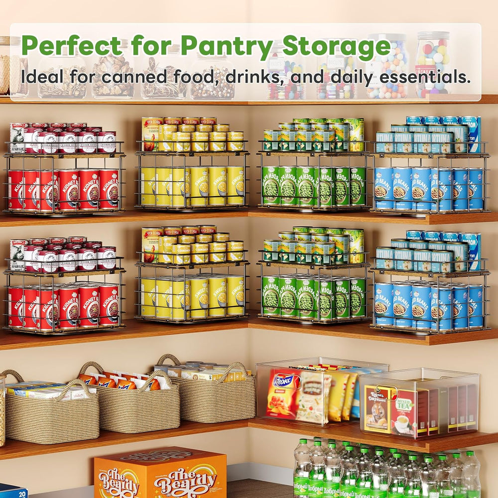 360° Rotating Lazy Susan Can Organizer for Pantry, Holds 26 Cans, Black