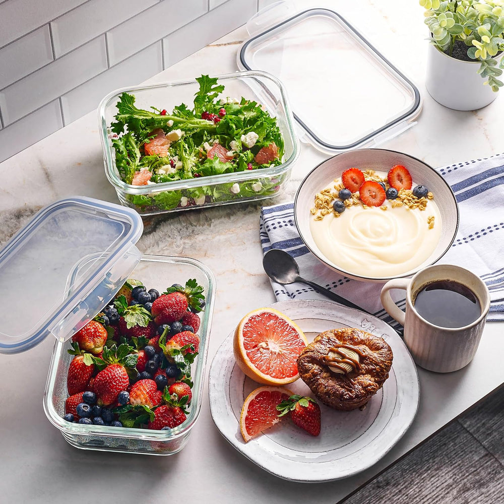 40pc Set Glass Food Storage Containers & Bowls with Airtight Lids - Leakp...