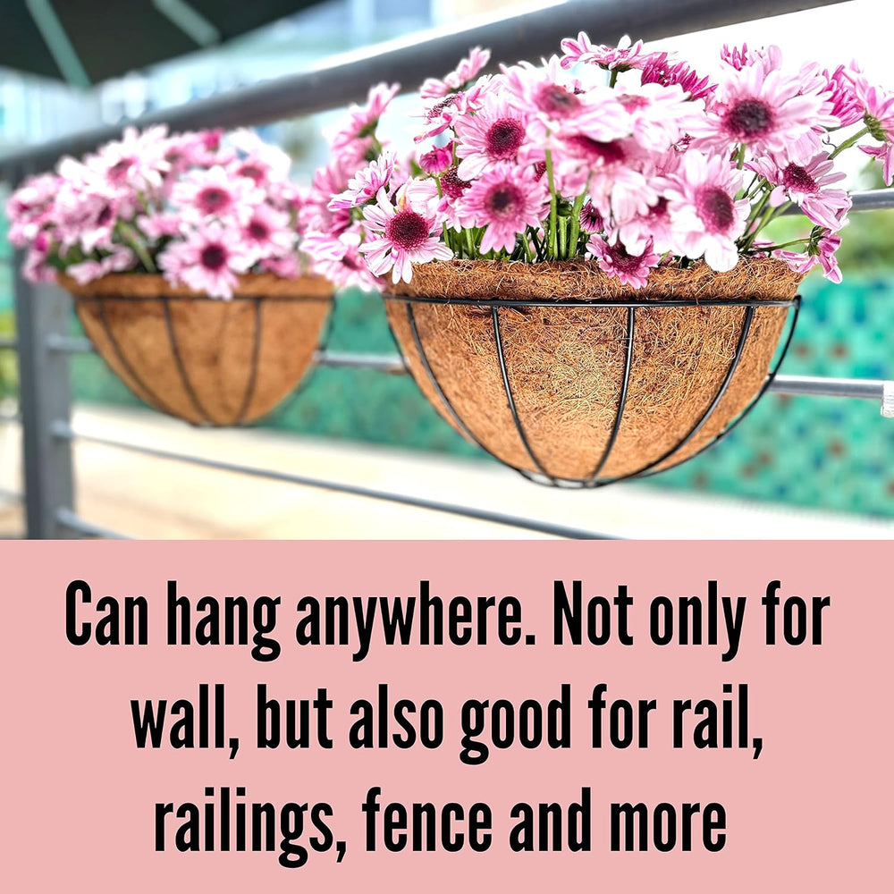 LaLaGreen Large Wall Planter (16 in, 2 Pack) Coco Liner Flower Baskets