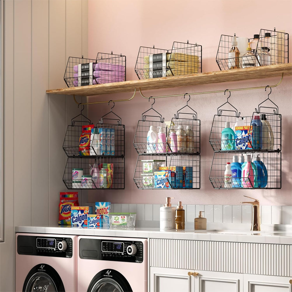 X-cosrack 5 Tier Closet Hanging Organizer, Clothes Hanging Shelves with 4 Han...