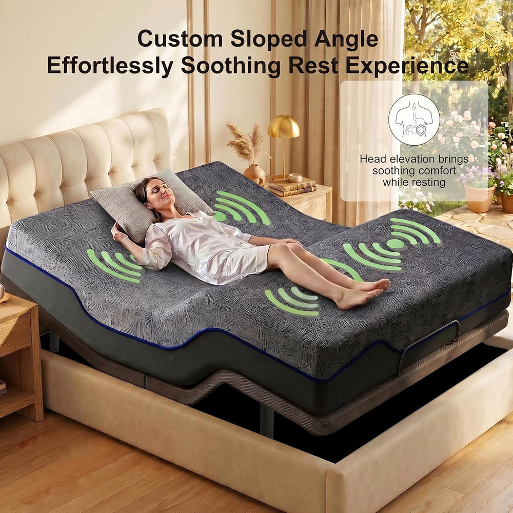 Marsail Adjustable Bed Frame Queen Electric Adjustable Bed Base with Remote&a...