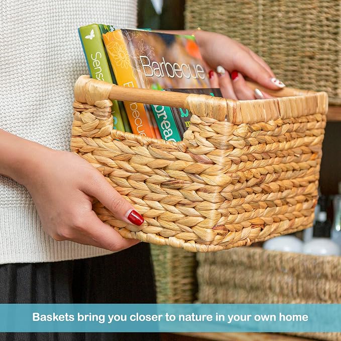 Small Wicker Baskets for Organizing Bathroom, Hyacinth Baskets for Storage (3...