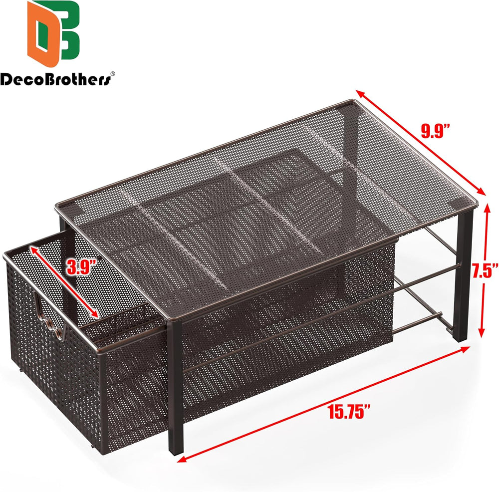 Deco Brothers Stackable Pull Out Cabinet Sliding Basket with Divider, Large