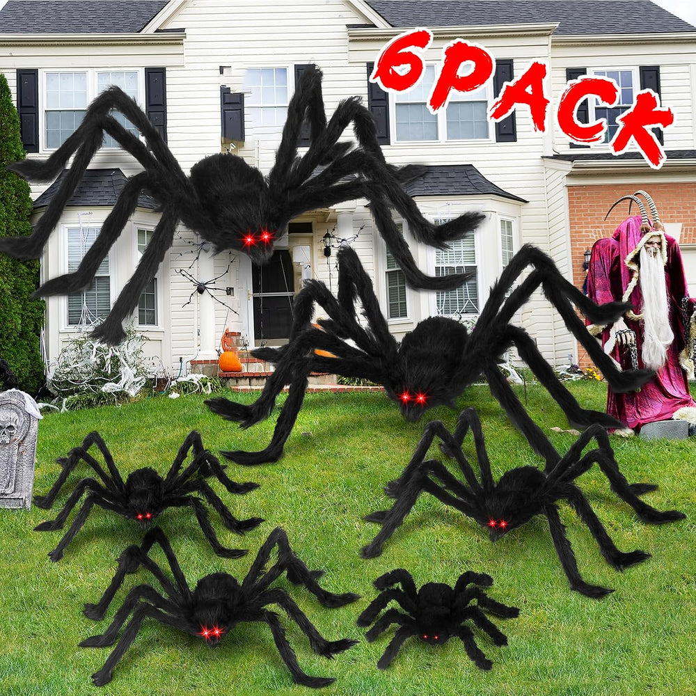Acina 6 Pcs Halloween Giant Spider Decorations for Indoor and Outdoor