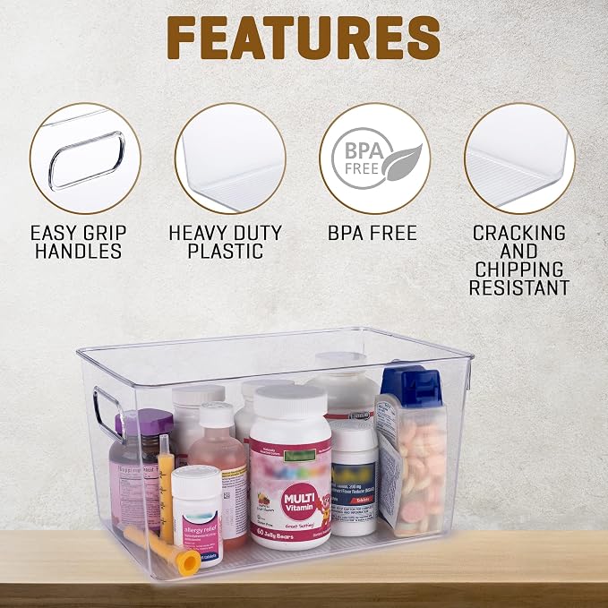 Clear Plastic Storage Bins, Laundry Room, Freezer Organizer Plastic Storage