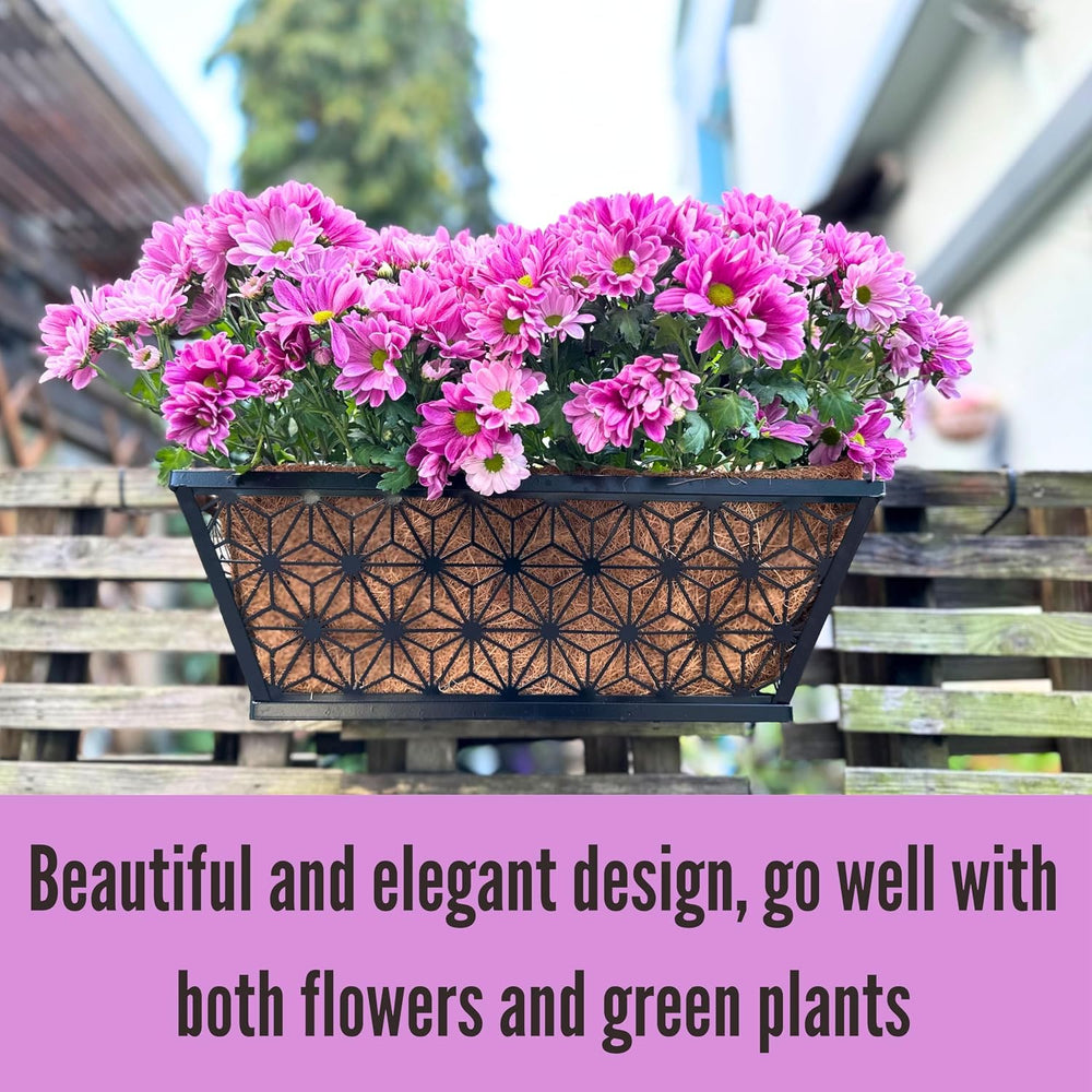 LaLaGreen Garden Wall Planter (16 in, 2 Pack) Black Patio Window Flower Box