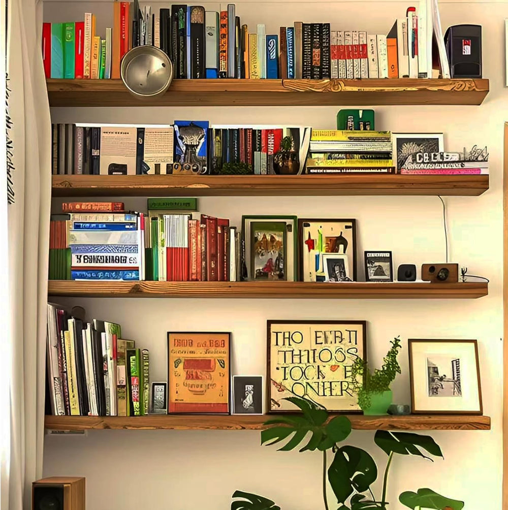 ROGMARS 36 Inches Long Walnut Floating Shelves