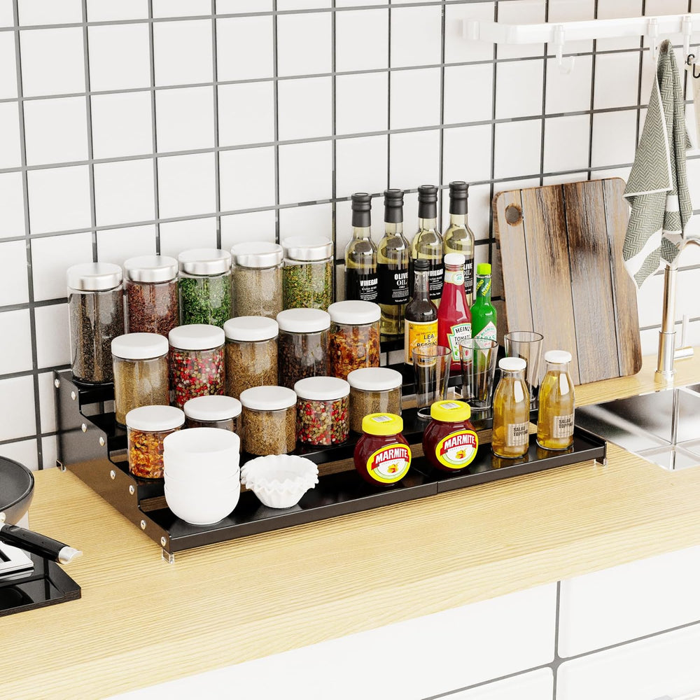 Jojocross Expandable 4-Tier Step Spice Rack Organizer for Kitchen Cabinet Mod...