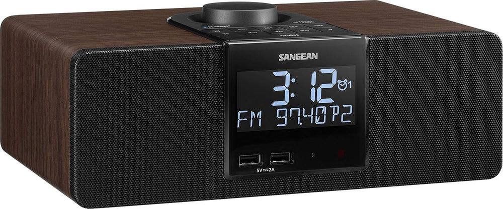 Sangean RCR-40 AM/FM-RDS(RBDS)/Bluetooth/AUX Digital Tuning Wooden Clock Radi...