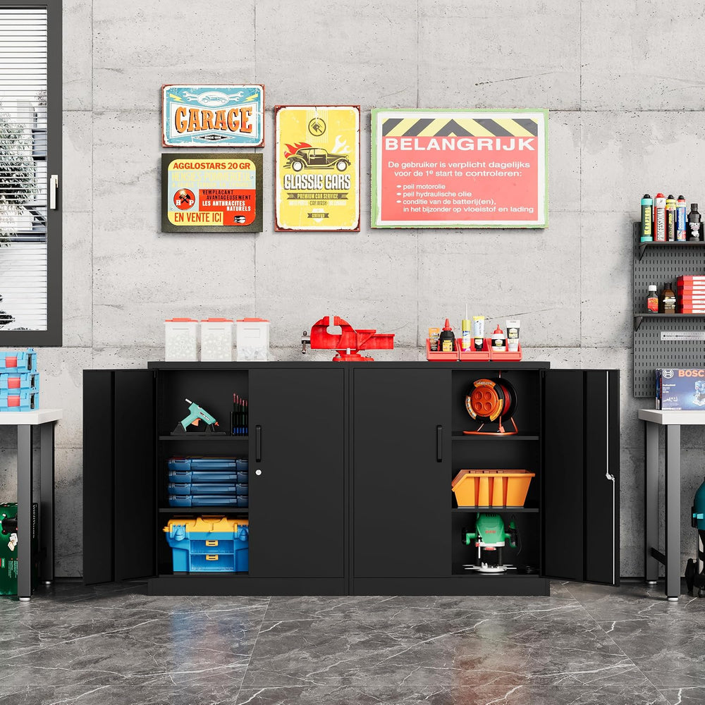 Metal Storage Cabinet-36” Tall Steel File Cabinet with Lockable Doors and Adj...