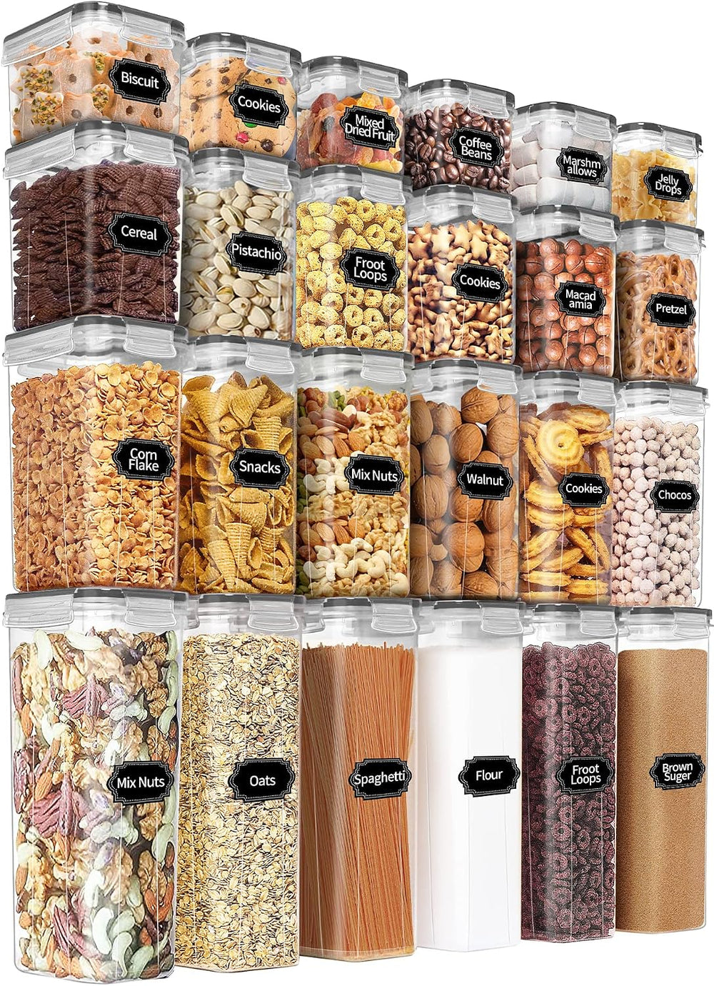 PRAKI Airtight Food Storage Containers Set with Lids - 24 PCS, BPA Free
