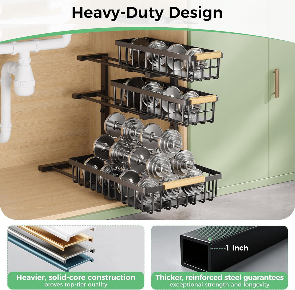 3 Tier Under Sink Organizer: Pull Out Cabinet Storage for Bathroom,2 Pack