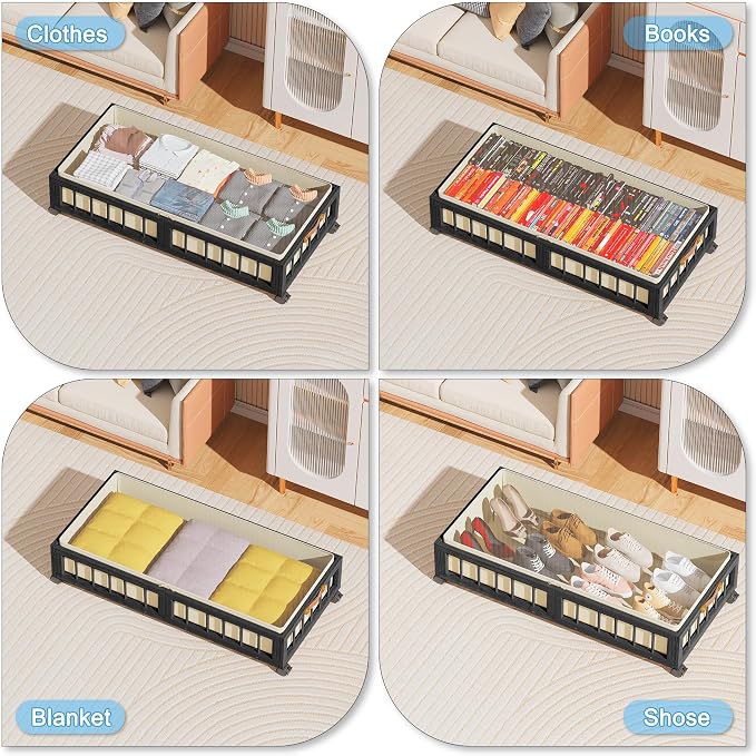 efluky 2-Pack Bamboo Under Bed Storage