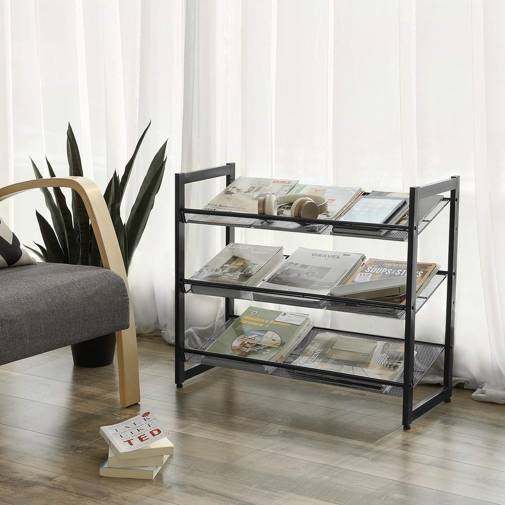 SONGMICS Metal Shoe Rack, 3-Tier Shoe Organizer, Holds 9-12 Pairs