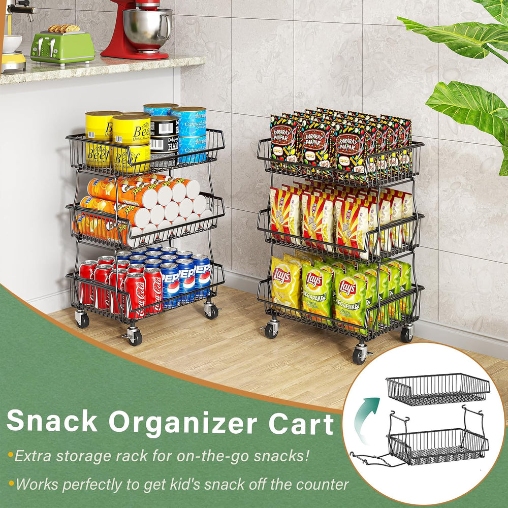 OKZEST Pantry Organizers and Storage Cart with Upgraded Metal Hub Casters