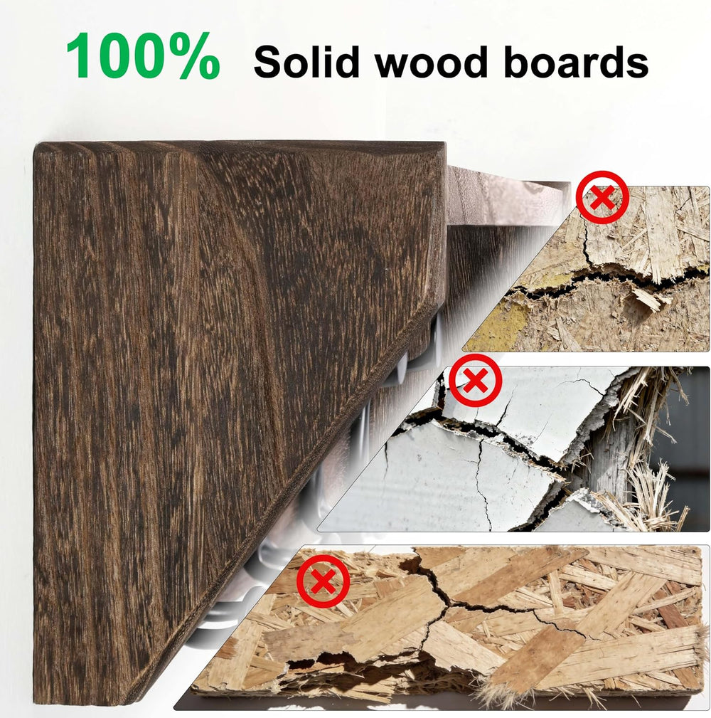 SKOLOO Wall Shelf with Hooks, 35-Inch Weathered Brown Wall Mounted Coat Rack ...