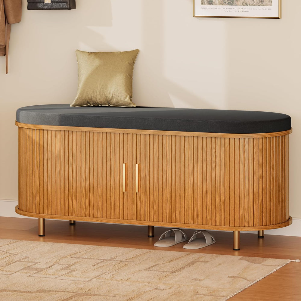 DHH 2-Tier Storage Bench,Wide Shoe Bench with Thickened Padded Seat Cushion, ...