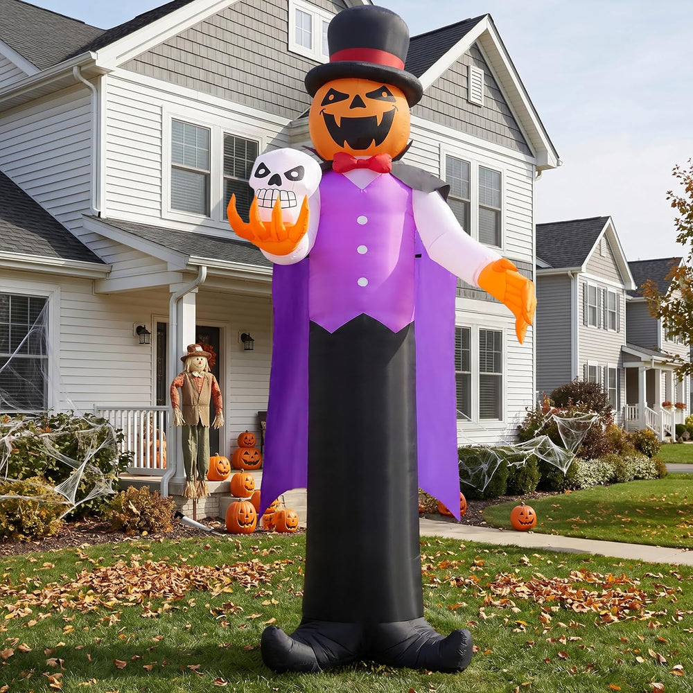 Joiedomi 12FT Giant Halloween Inflatable Pumpkin Ghost Vampire with Skull, Ha...