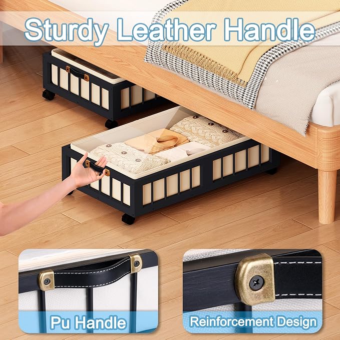 efluky 2-Pack Bamboo Under Bed Storage Containers