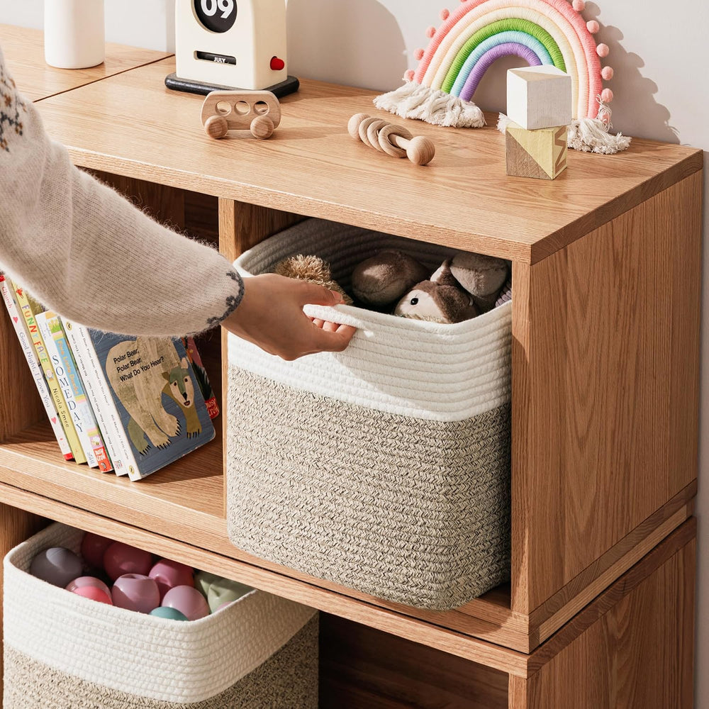 joybest 13inch Cube Storage Bins, Cotton Rope Woven Organizer Basket