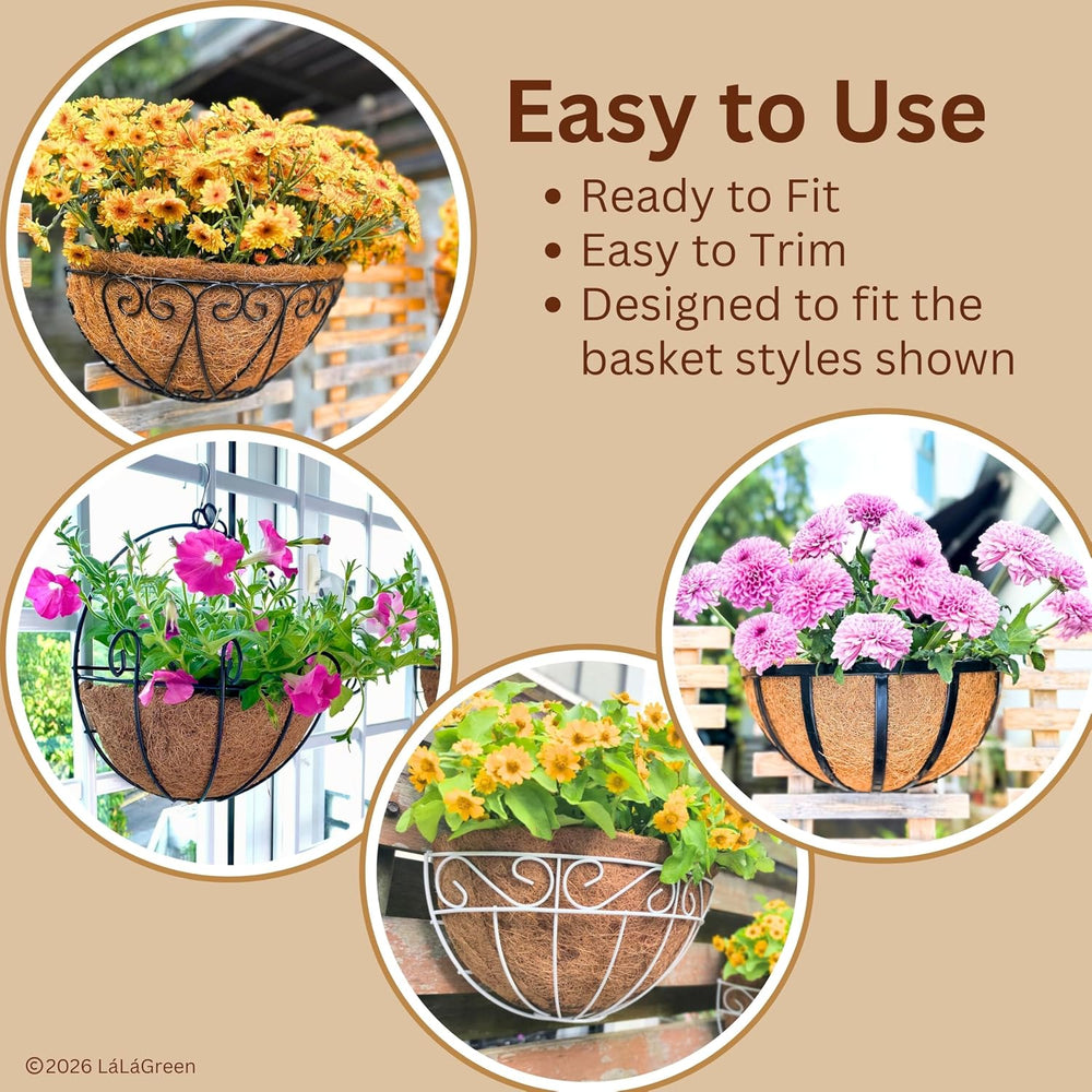 LaLaGreen 16" (4 Pack, Half Round) Coco Liners for Wall Planter Outdoor ...
