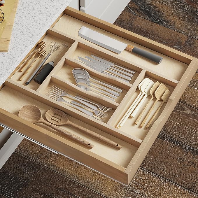 WelFurGeer Premium Wooden Silverware Organizer