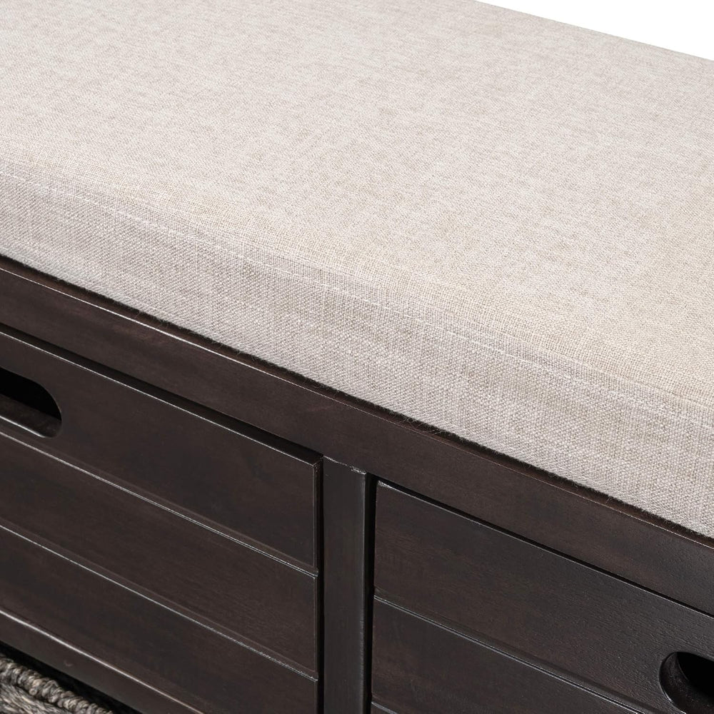 SOFTSEA Storage Bench Upholstered Storage Ottoman with Removable Basket and 2...