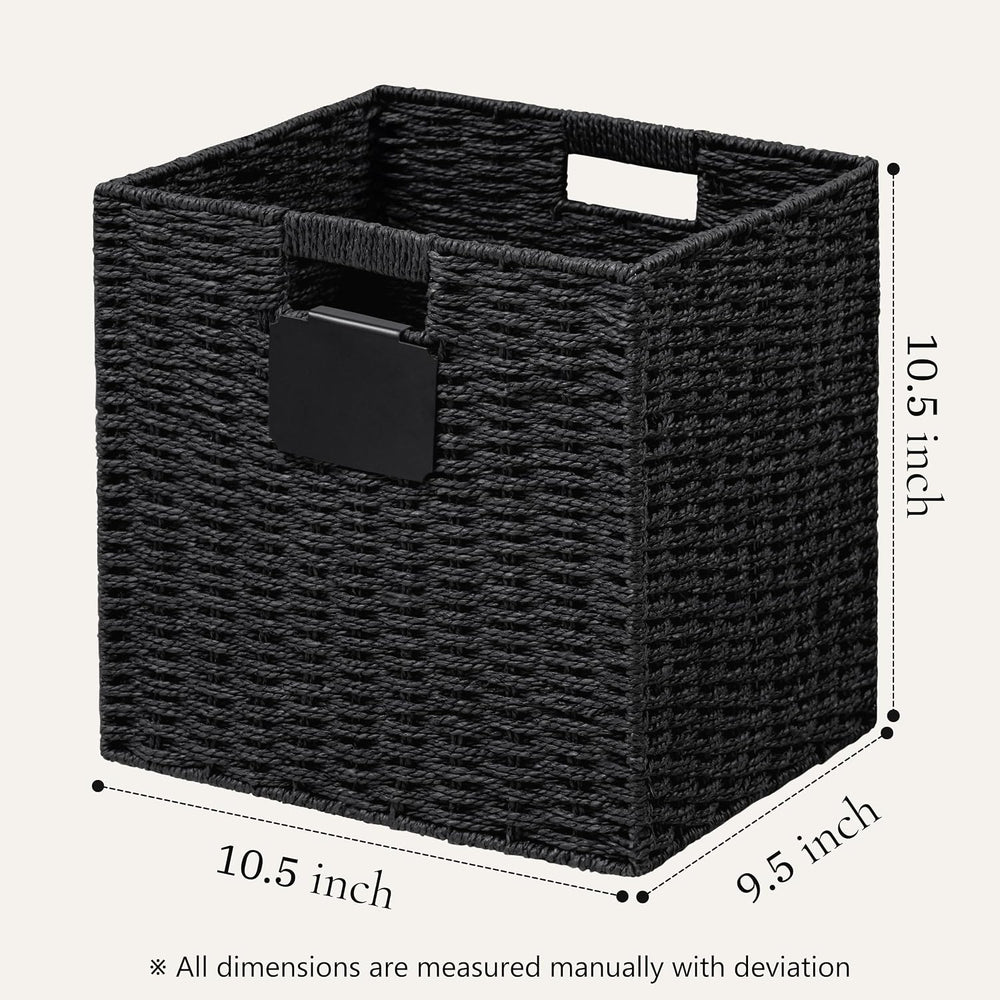 UBBCARE 4 Pack Wicker Basket, 10.5×10.5 Storage Cubes with Label, Foldable Cu...