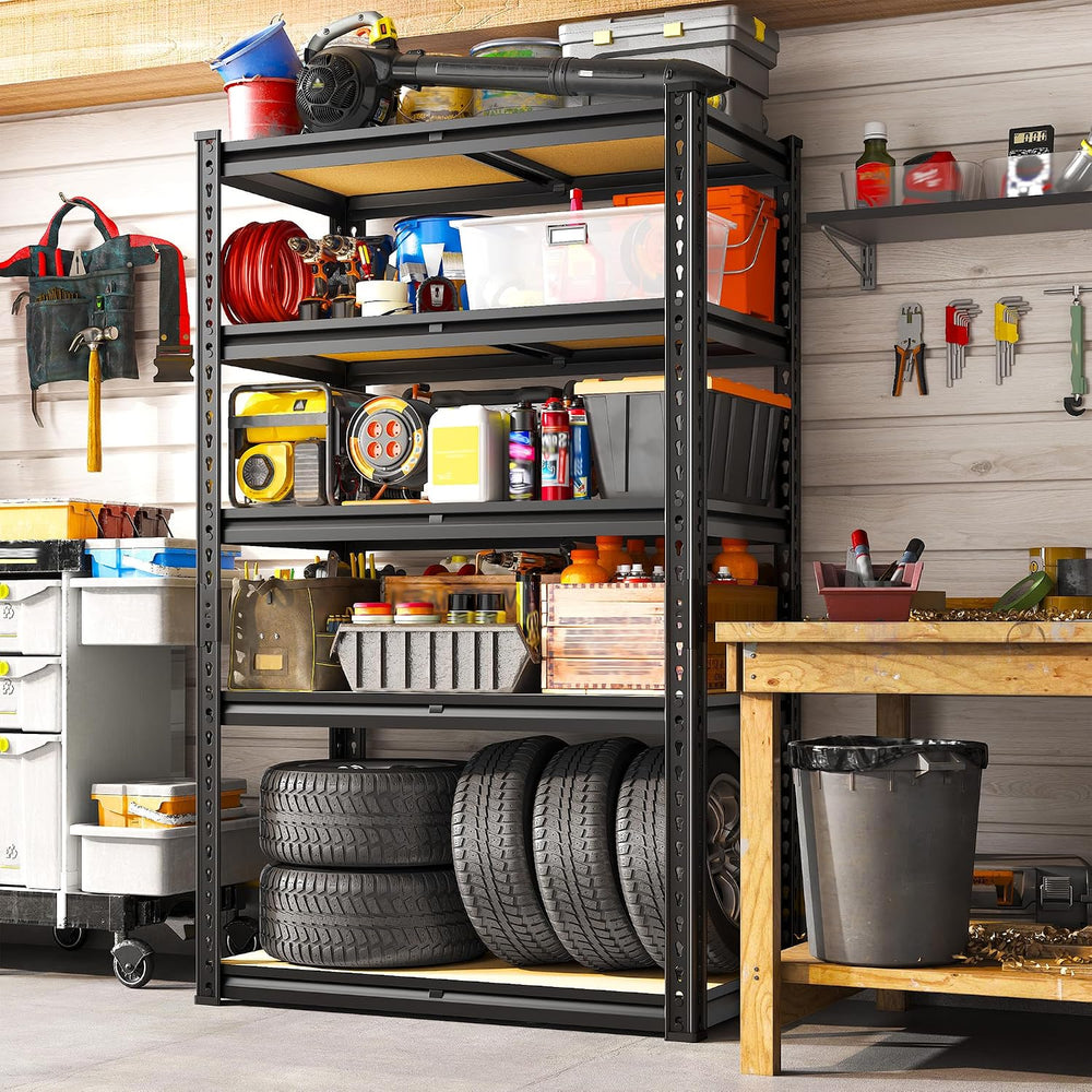 REIBII 5-Tier Garage Shelving, Storage Shelves for Basement Shed Pantry