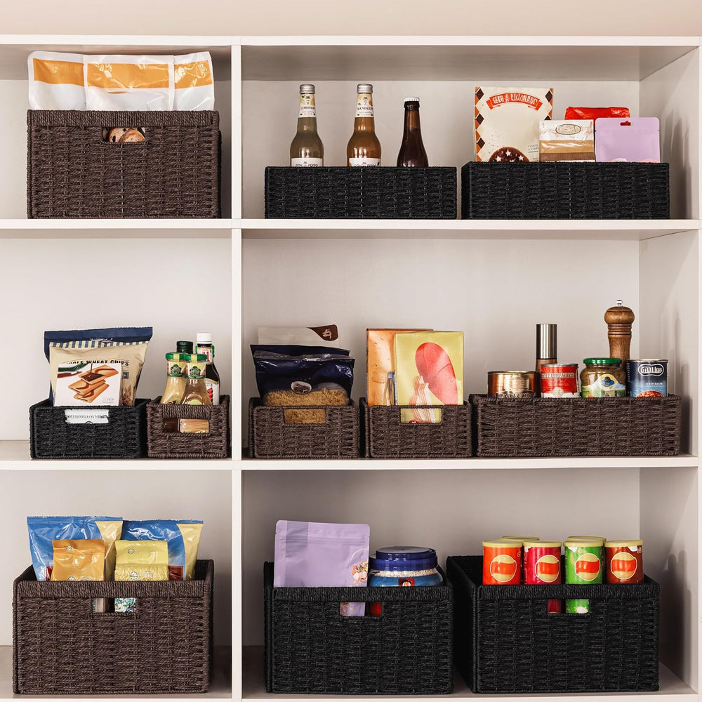 UBBCARE 4 Pack Wicker Basket, 13.4L×8.3H×7.1W inch Woven Paper Rope Storage B...