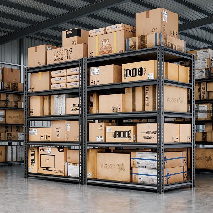 72"H Storage Shelves heavy duty, 2000LBS Garage Shelving, 5 Tier Metal S...